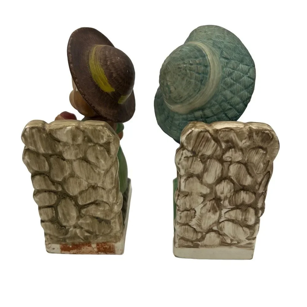 Vintage Ucagco Ceramic Bookends Boy & Girl Made in Japan 6.5